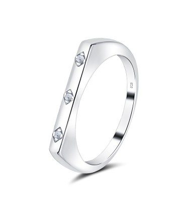 Plain Shape with CZ Stone Silver Ring NSR-4044